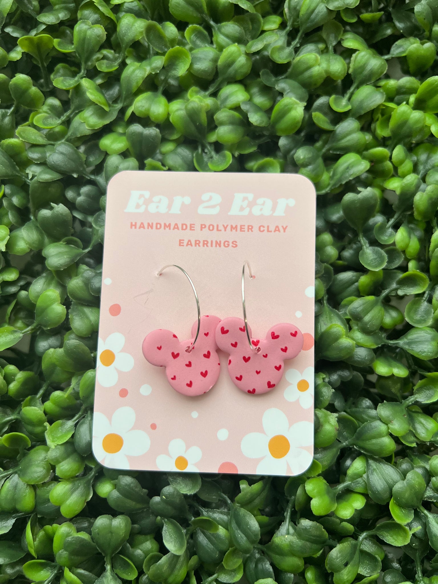 Tiny Heart Mouse Hoops