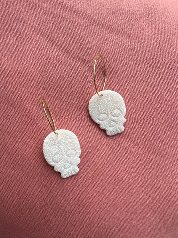 Floral Skull Hoops